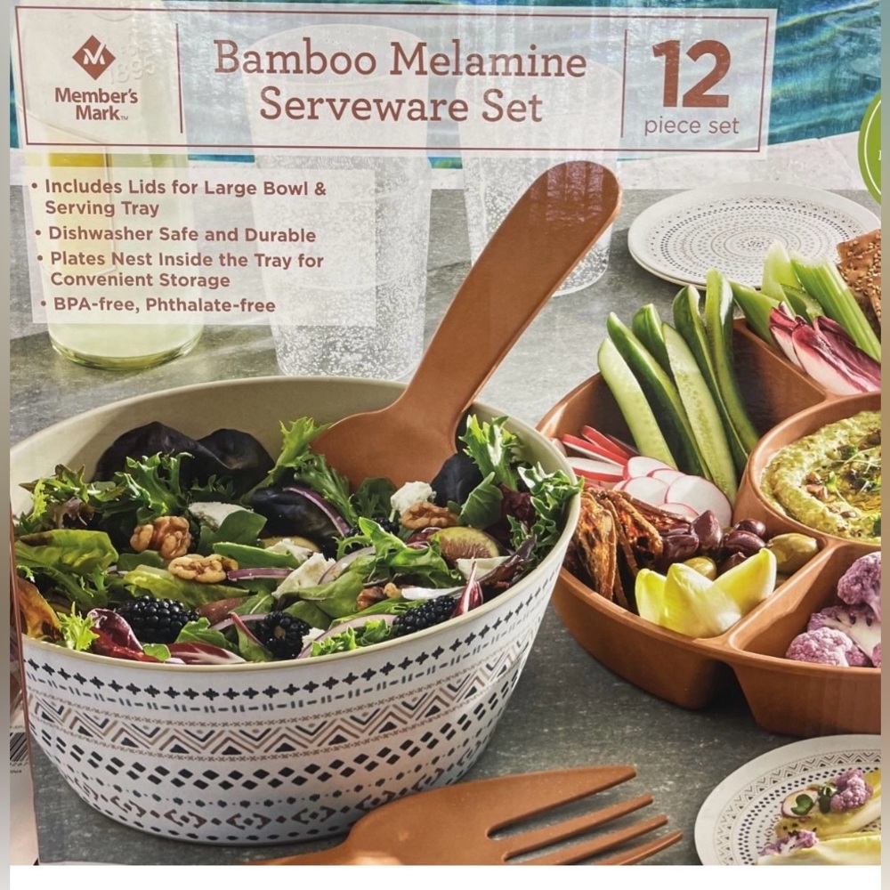 Member's Mark Bamboo Serveware Set.